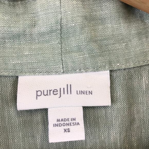 J.Jill Pure Jill Women Lene Blouse Tunic Top Size XS Light Green Button Neck - Picture 4 of 9